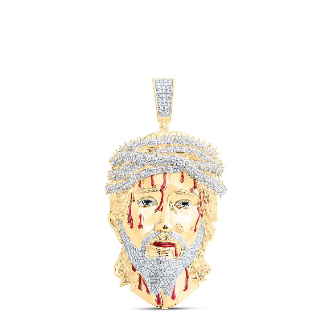 3 3/4CTW-DIA NK JESUS FACE MENS CHARM