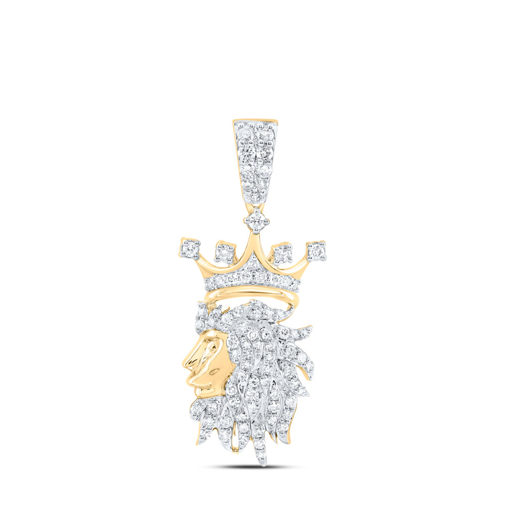 1/2CTW-DIA NK FASHION CROWN LION FACE LADIES PENDANT