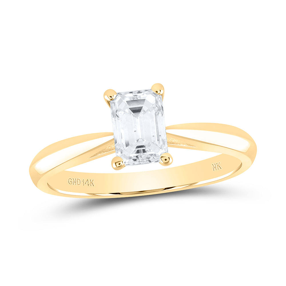 3/4CT-DIA SI IJ EMERLAD SOLITAIRE RING