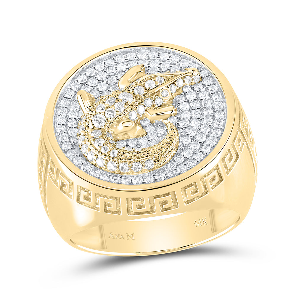 7/8CTW-DIA AM CROCODILE MENS RING