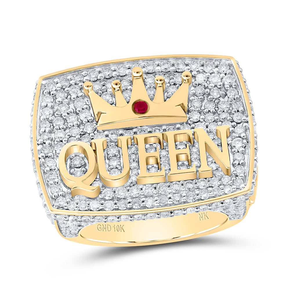 3 5/8CTW-DIA NK 0.04CTW RD-RU NAT GEM QUEEN LADIES RING
