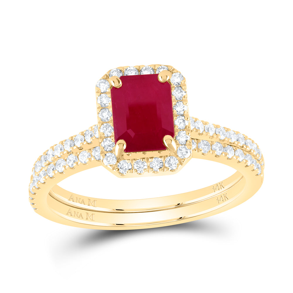 1/2CTW-DIA ANA M 7X5MM EM-RU NAT GEM BRIDAL SET