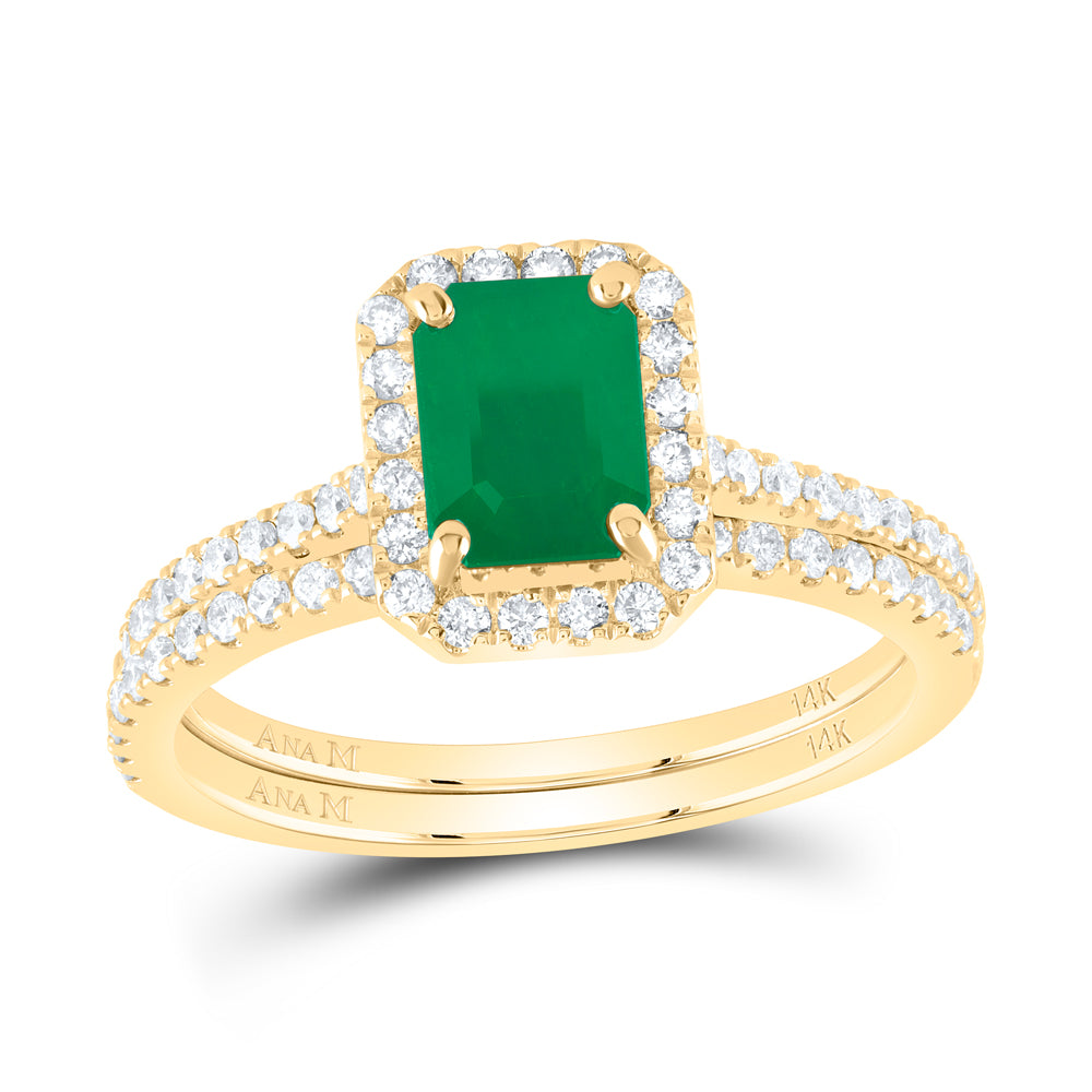 1/2CTW-DIA ANA M 7X5MM EM-EM NAT GEM BRIDAL SET