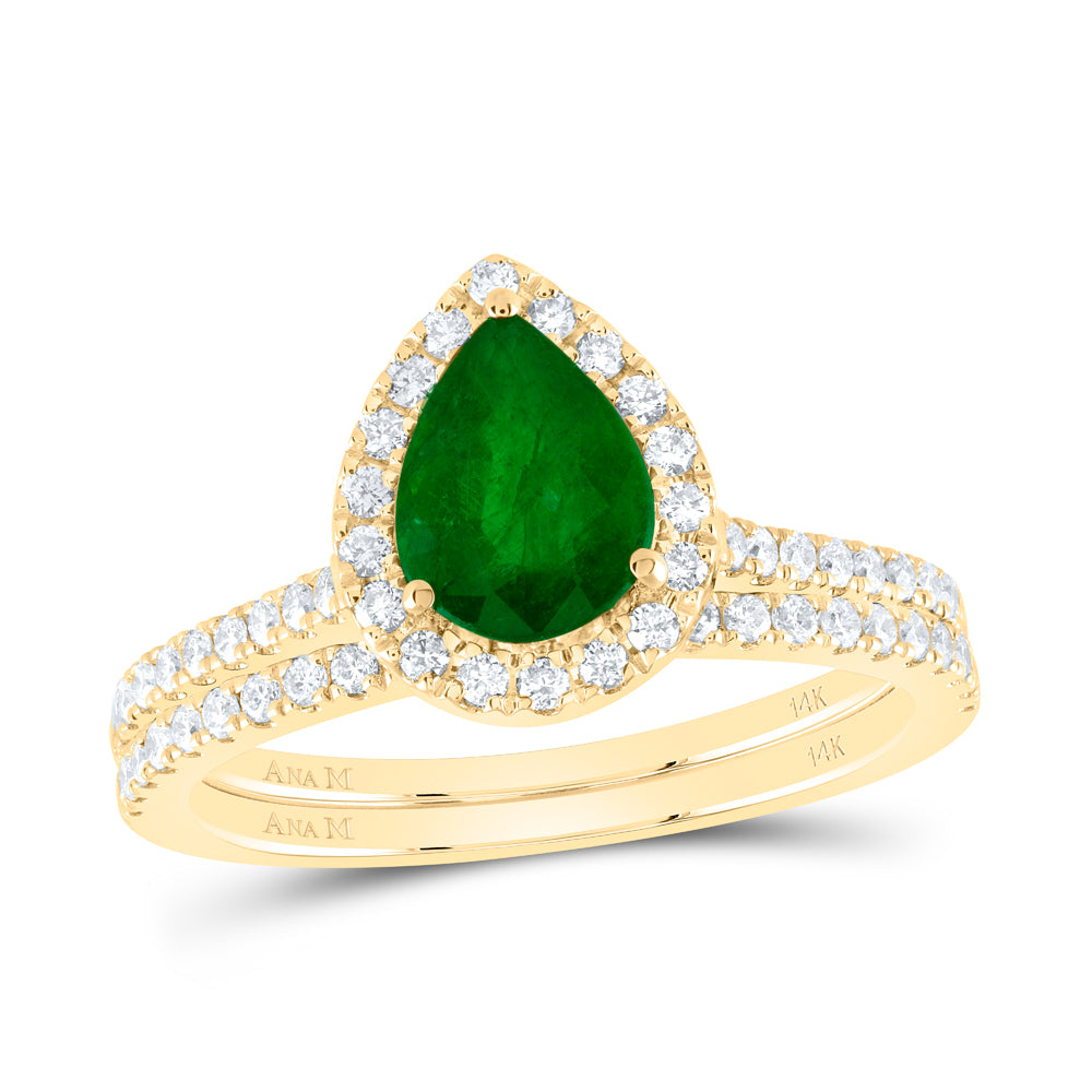 1/2CTW-DIA ANA M 8X6MM PS-EM NAT GEM BRIDAL SET