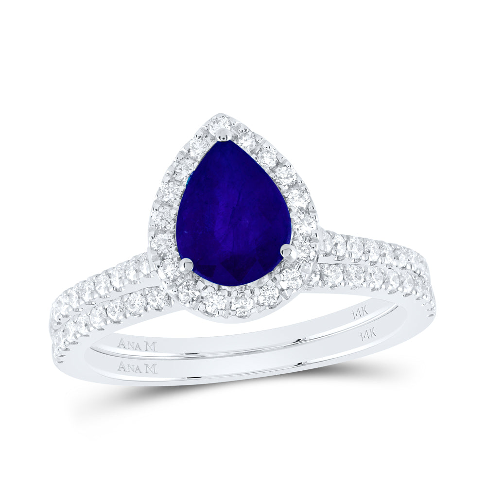 1/2CTW-DIA ANA M 8X6MM PS-BS NAT GEM BRIDAL SET