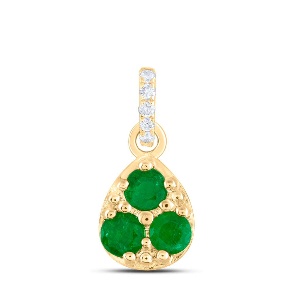 0.02CTW-DIA ANA M 1/3CTW RD-EM NAT GEM PEAR PENDANT