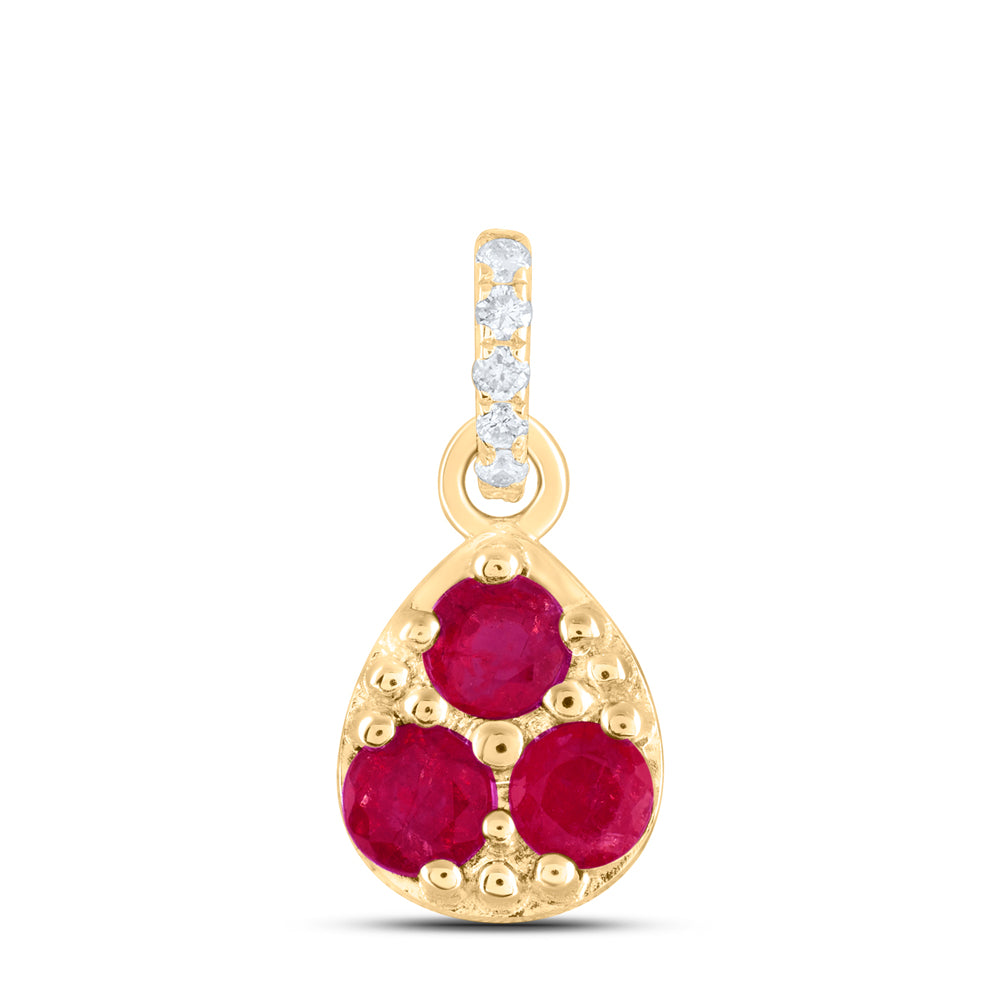0.02CTW-DIA ANA M 1/3CTW RD-RU NAT GEM PEAR PENDANT