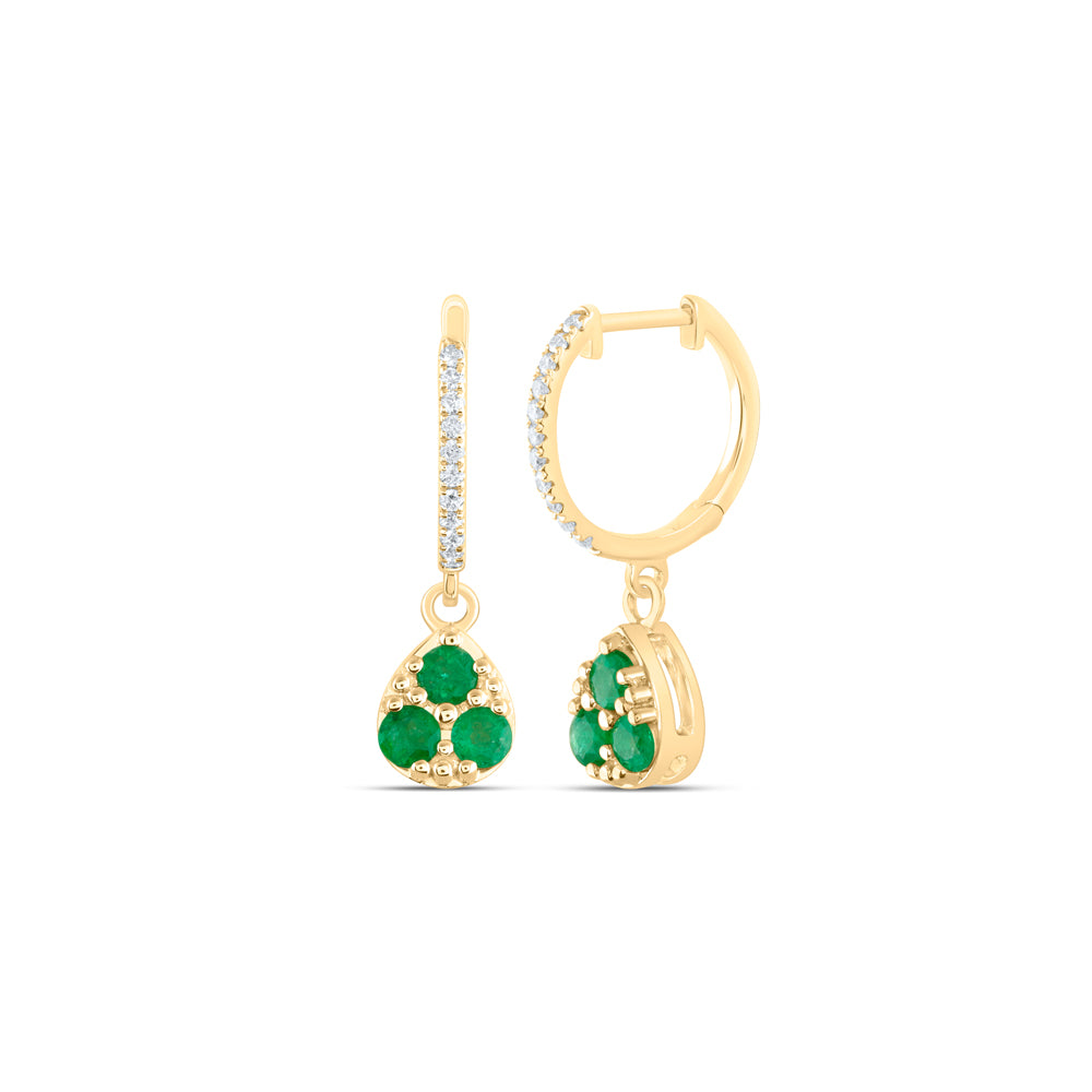 1/10CTW-DIA ANA M 1/2CTW RD-EM NAT GEM PEAR DANGLING EARRING