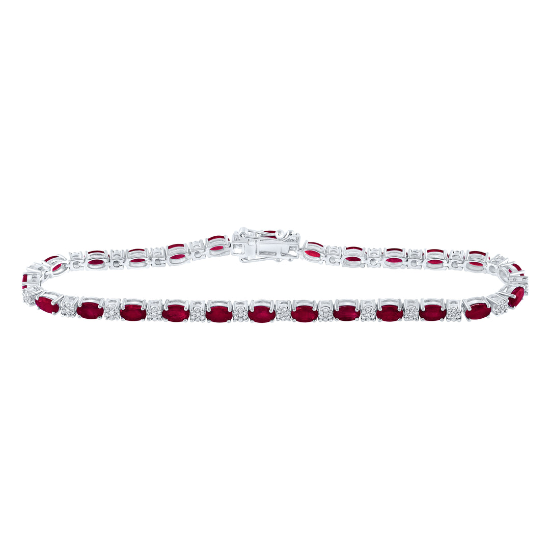 1/2CTW-DIA CN 6 1/4CTW-RUBY NATURAL GEM BRACELET (7 INCH)