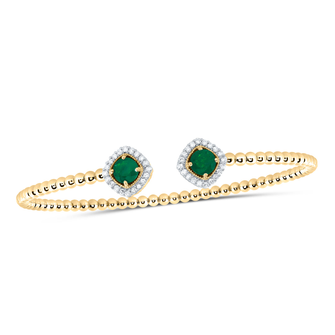 1/4CTW-DIA CN 5MM RD-EM NAT GEM LADIES BANGLE (59X53 MM)