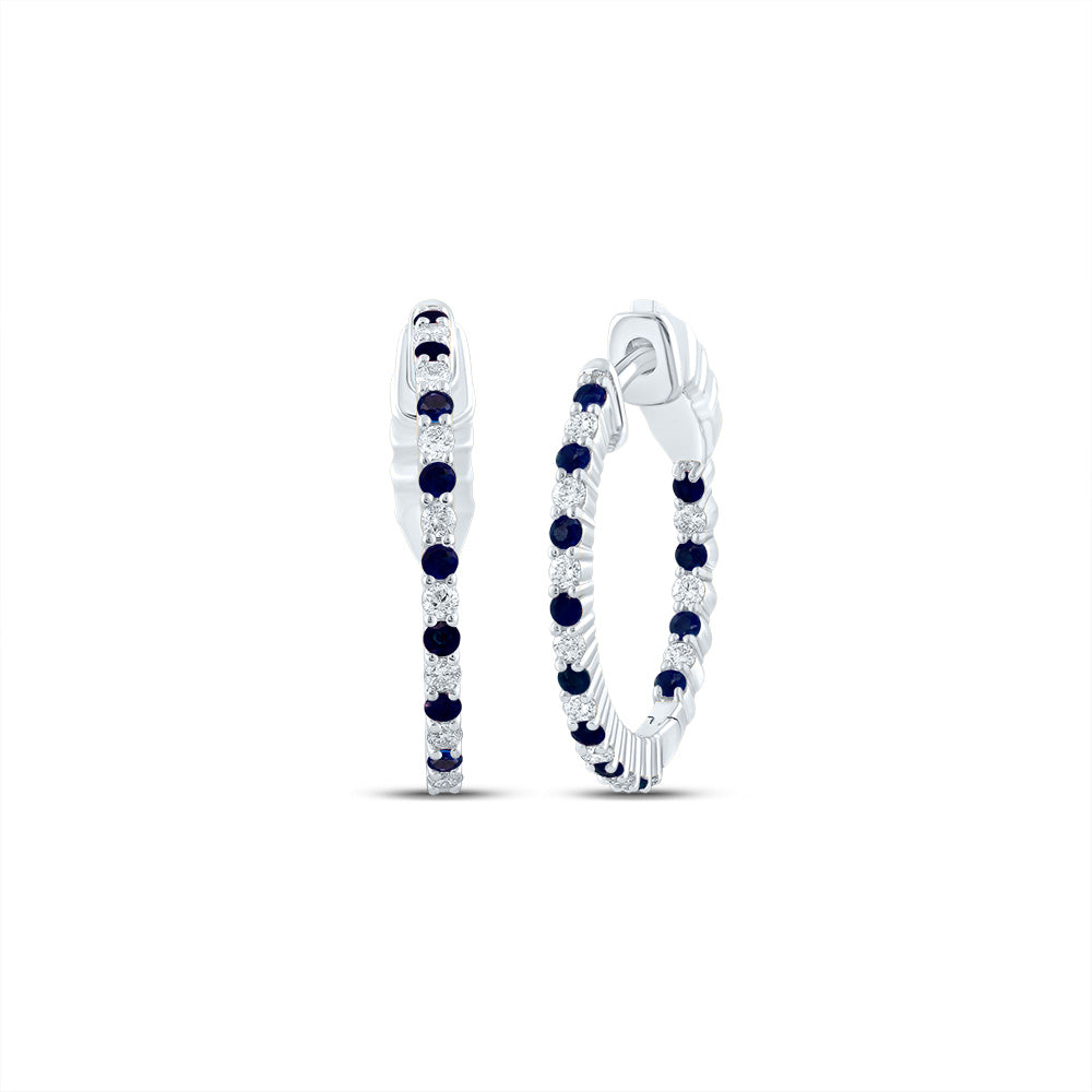 1/4CTW-DIA CN 1/3CTW RD-BS NAT GEM HOOP EARRING