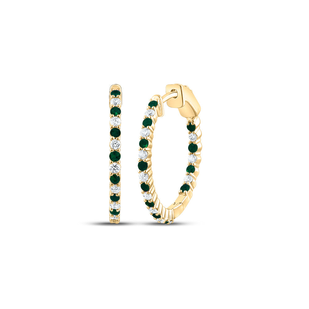 1/2CTW-DIA CN 1/2 CTW RD-EM NAT GEM HOOP EARRING