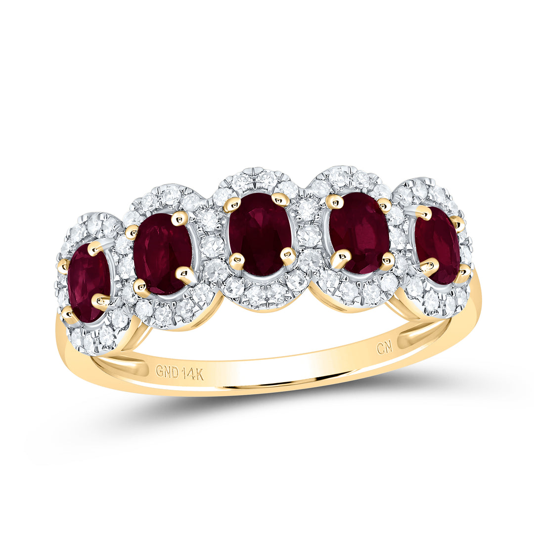 1/4CTW-DIA CN 1 CTW-OV RUBY NAT GEM ANNIVERSARY BAND
