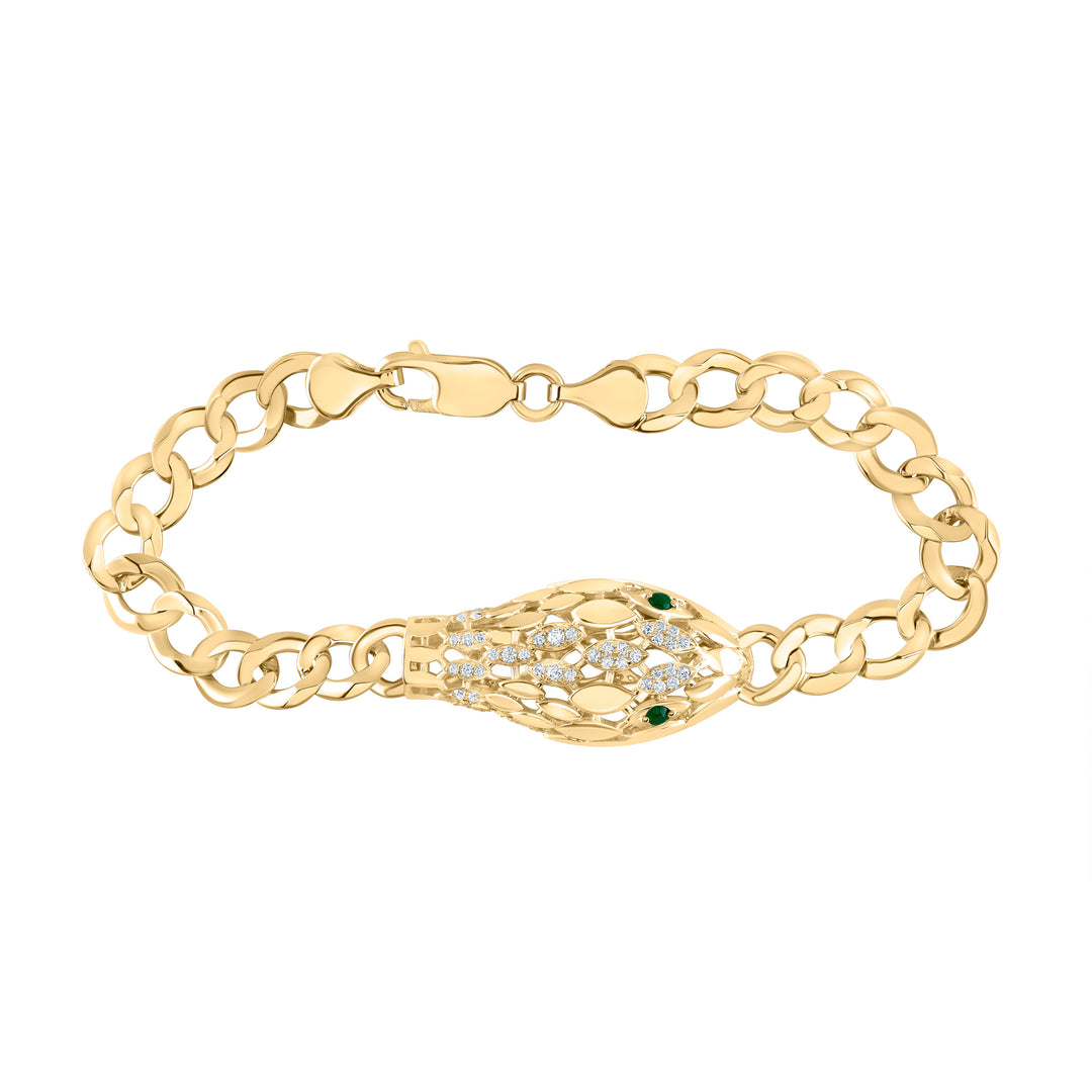 1/4CTW-DIA ANA M 1/10CTW RD-EM NAT GEM SNAKE BRACELET (7 INCH)
