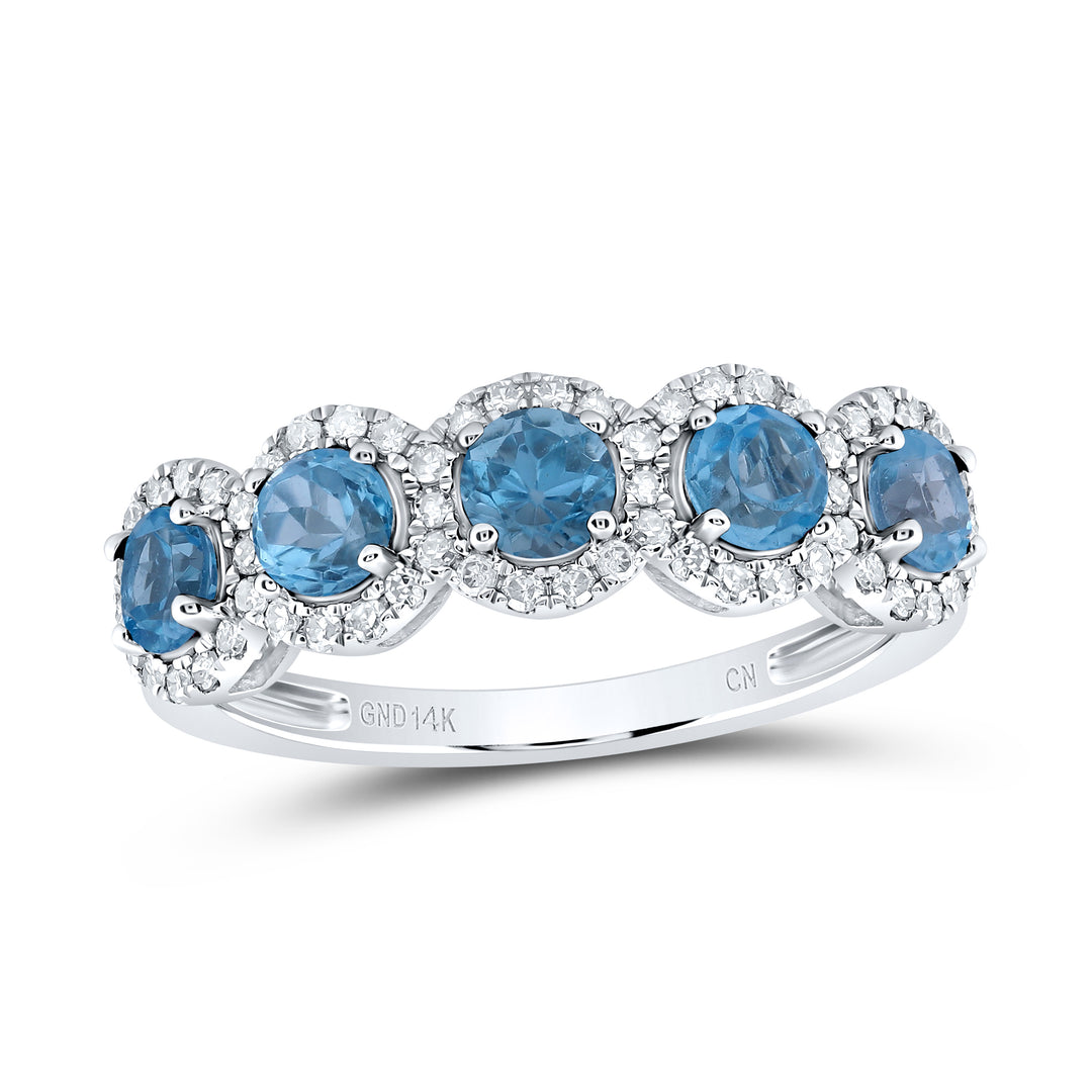 1/4CTW-DIA CN 1CTW RD-BLUE TOPAZ ANNIVERSARY BAND