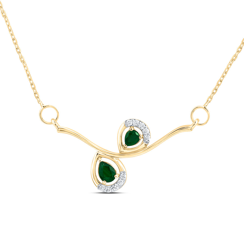 1/20CTW-DIA CN 1/4CTW PS-EM NAT GEM FASHION NECKLACE(18 INCH)