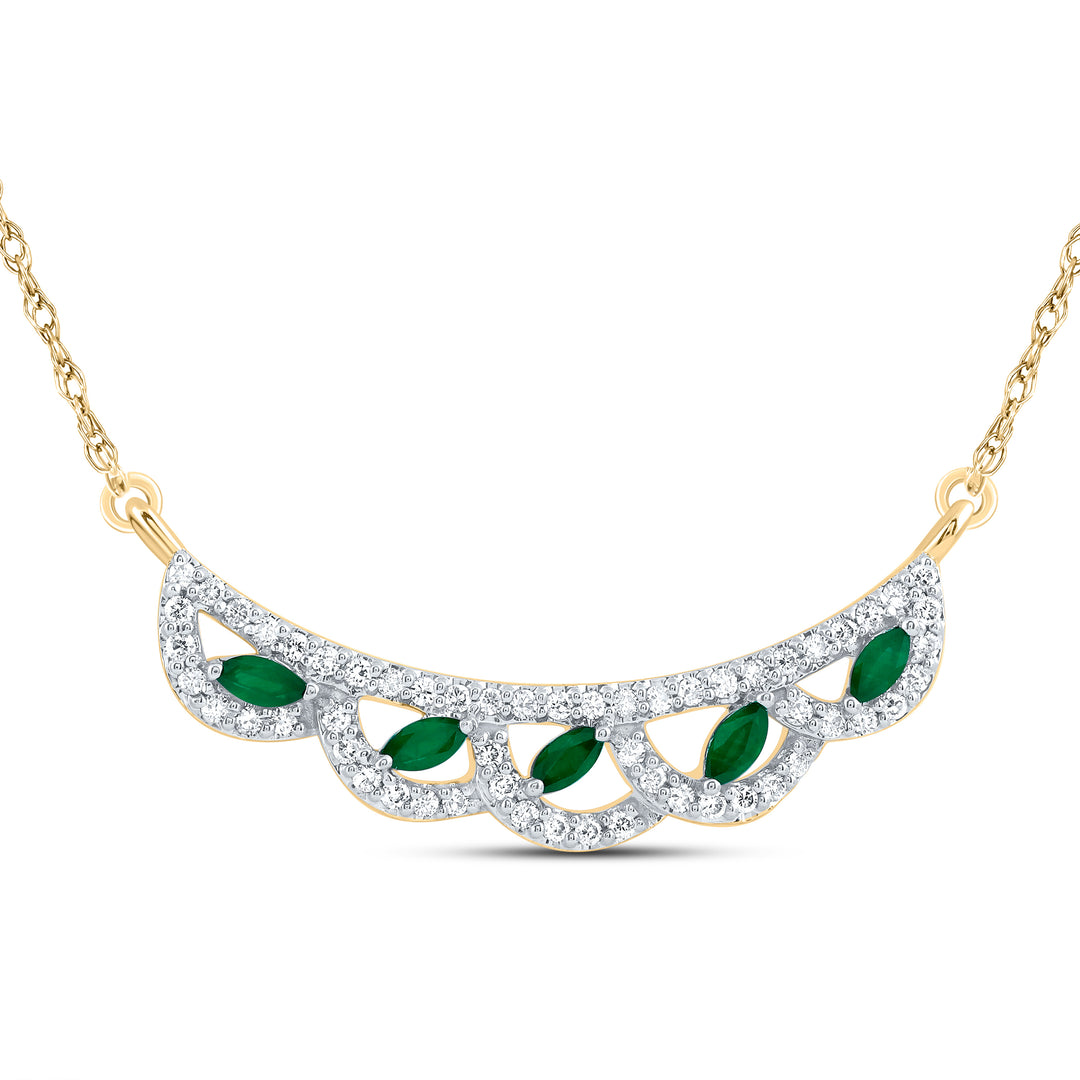 1/4CTW-DIA CN 1/6CTW MQ-EM NAT GEM FASHION NECKLACE (18 INCH)