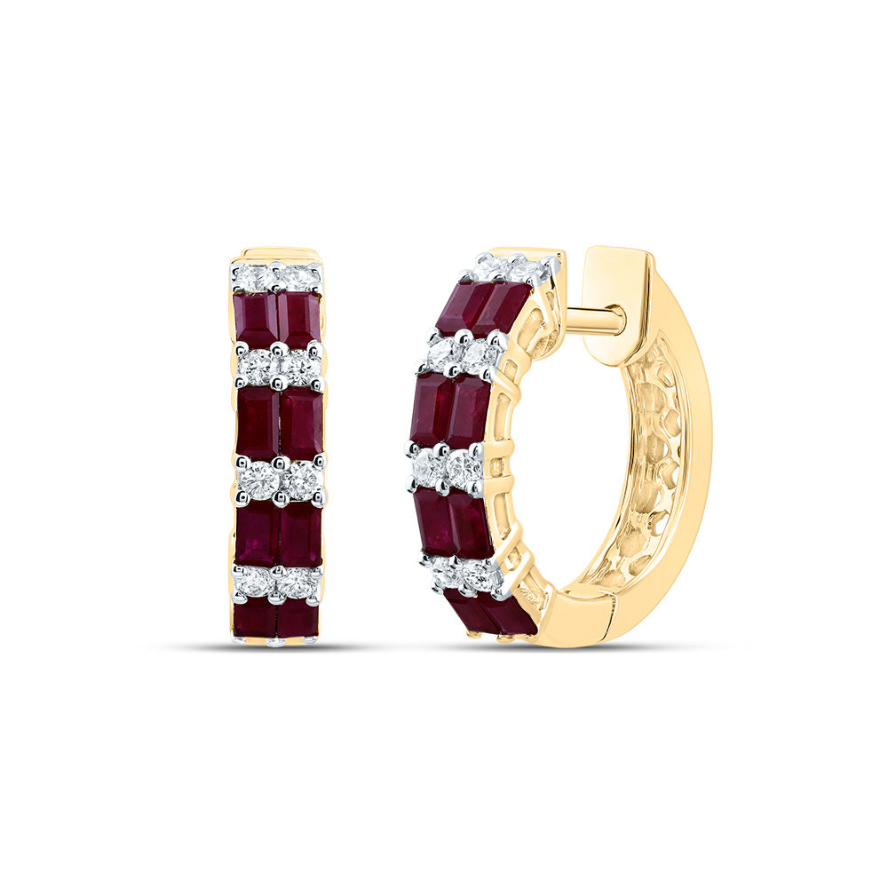 1/4CTW-DIA ANA M 1 1/5CTW BAGUETTE-RU NAT GEM HOOP EARRING