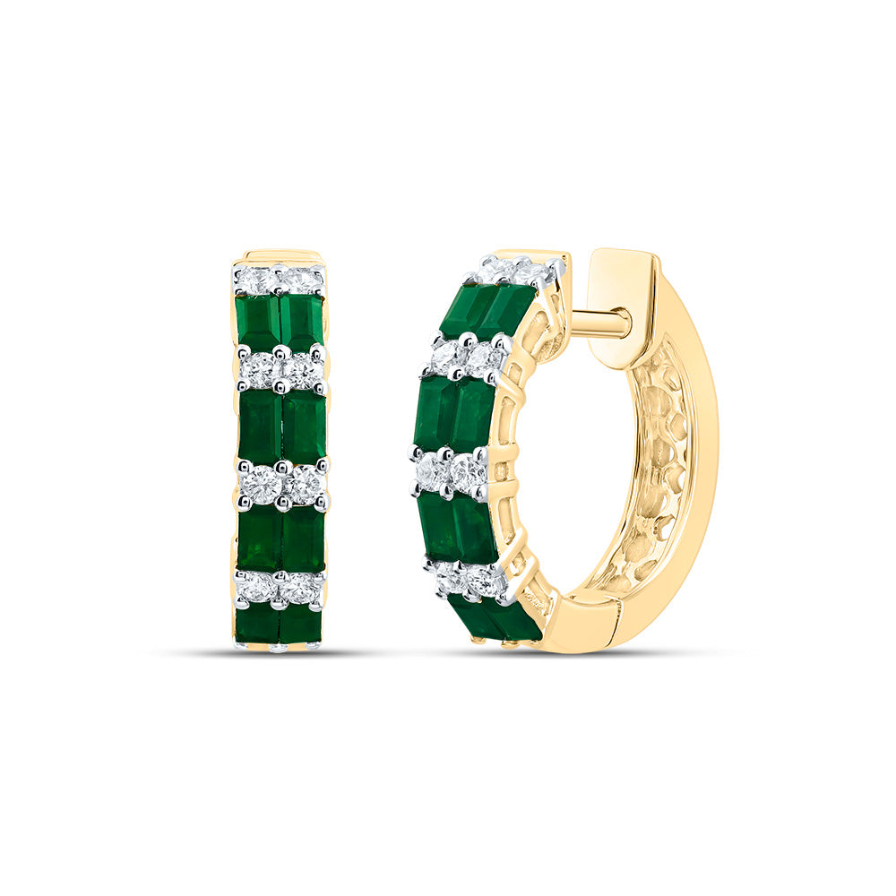 1/4CTW-DIA ANA M 7/8CTW BAGUETTE-EM NAT GEM HOOP EARRING