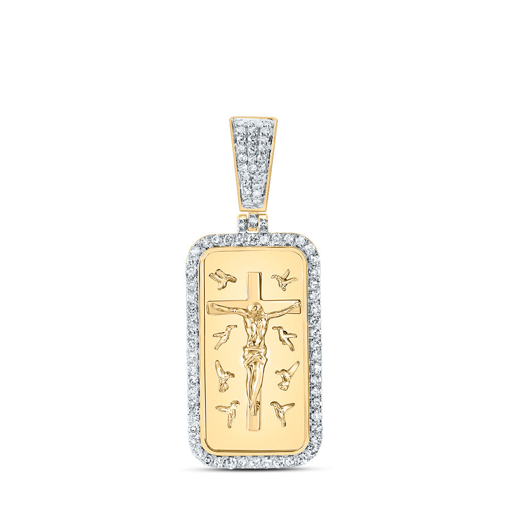 1/2CTW-DIA NK JESUS DOGTAG MENS CHARM