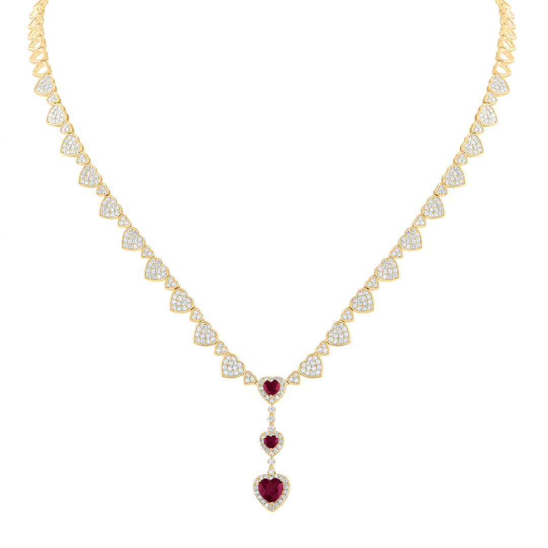 2 5/8CTW-DIA ANA M 1 1/3CTW HEART-RU NAT GEM NECKLACE (17INCH)