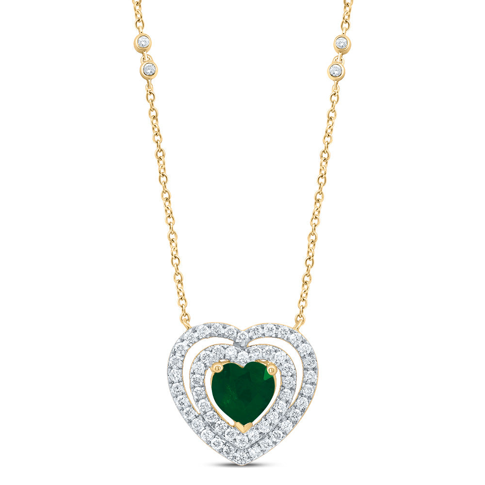 3/8CTW-DIA CN 6x6 MM HEART-EM NAT GEM NECKLACE (18 INCH)