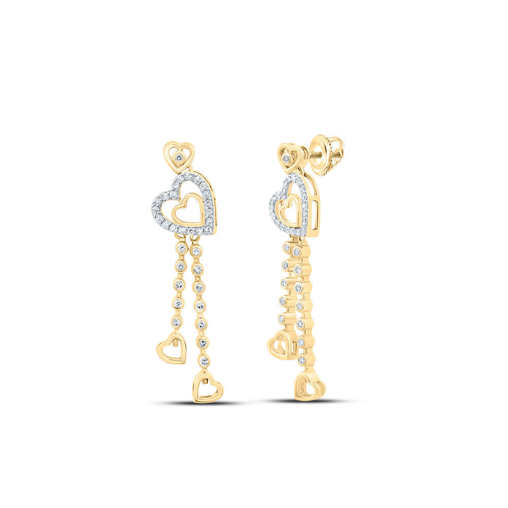 1/3CTW-DIA CN FASHION HEART DANGLING EARRING