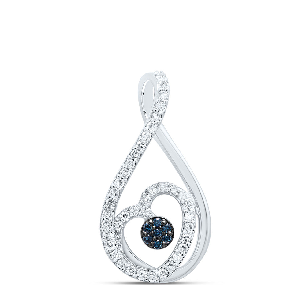 1/5CTW-DIA CN BLUE DIA FASHION HEART PENDANT