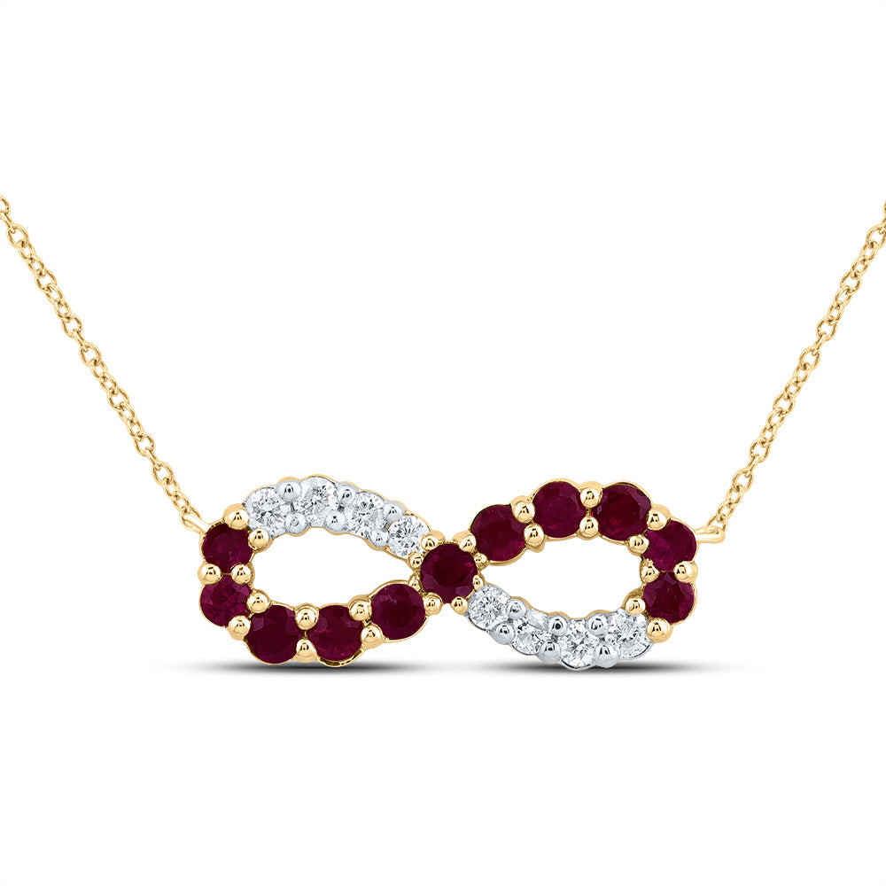 1/8CTW-DIA P1 3/8CTW RD-RU NAT GEM GIFT INFINITY NECKLACE (18 INCH)