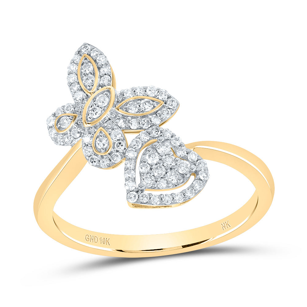 1/4CTW-DIA NK GIFT BUTTERFLY HEART RING