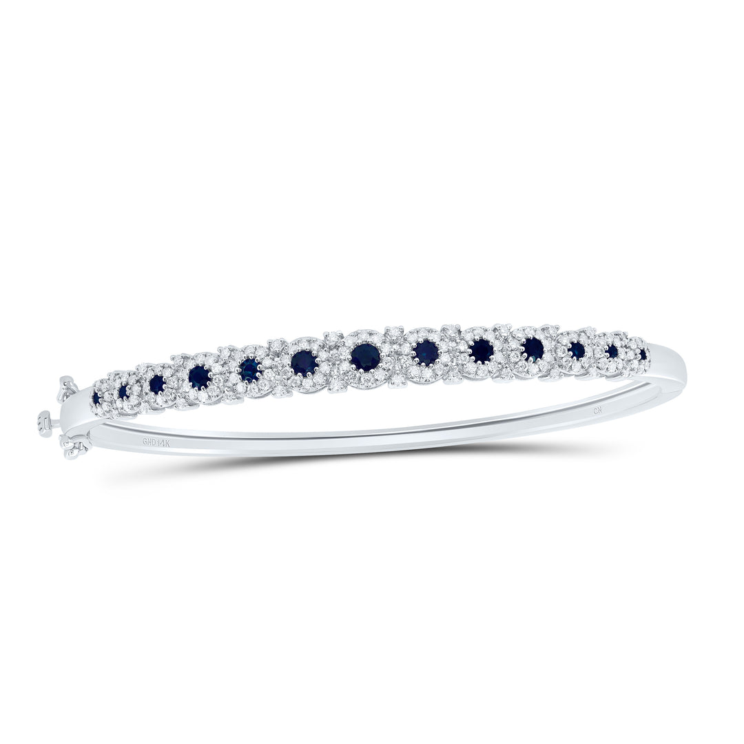 7/8CTW-DIA CN 3/4CTW RD-BS NAT GEM BUBBLE LADIES BANGLE(60X50)