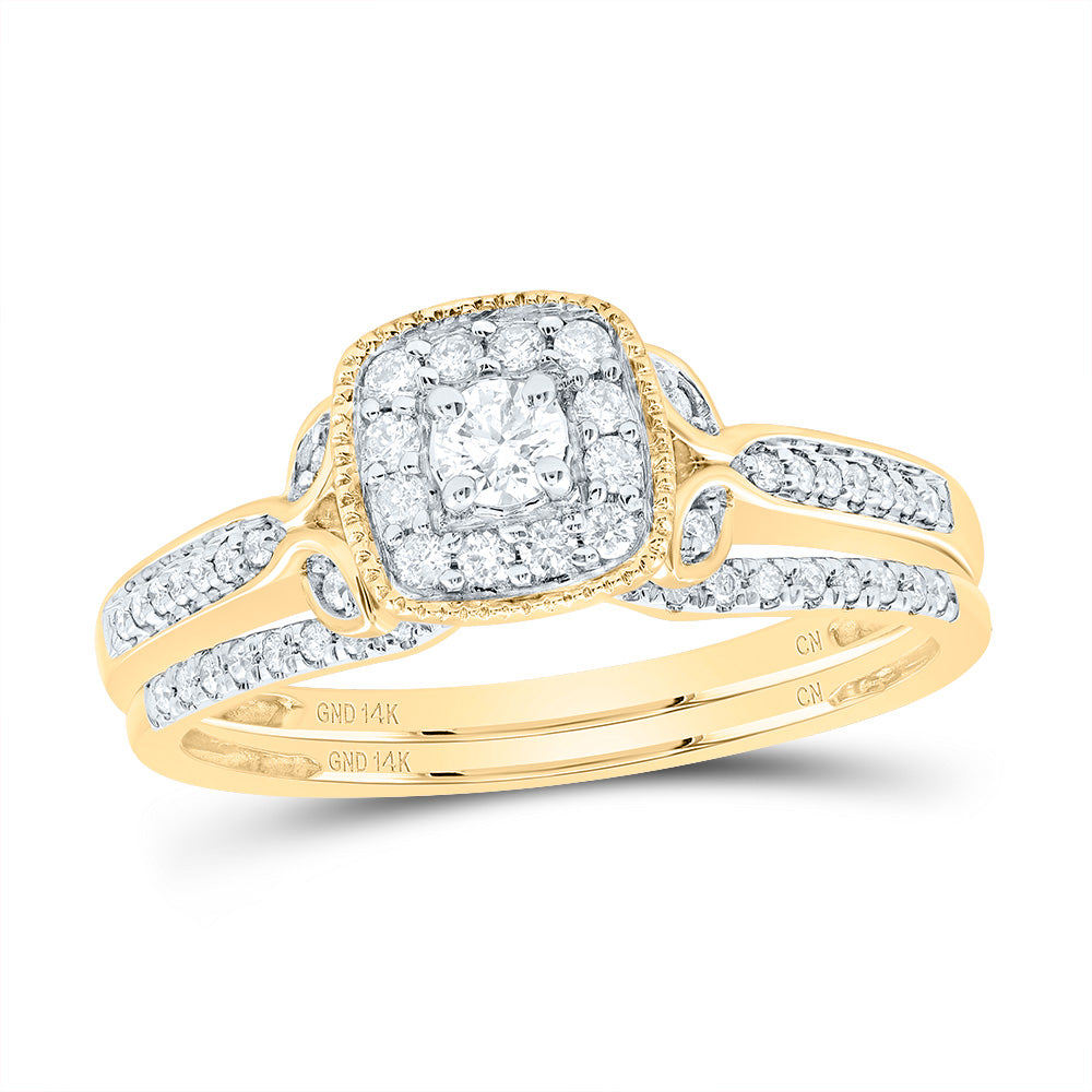 1/3CTW-DIA CN CUSHION SINGLE HALO BRIDAL SET