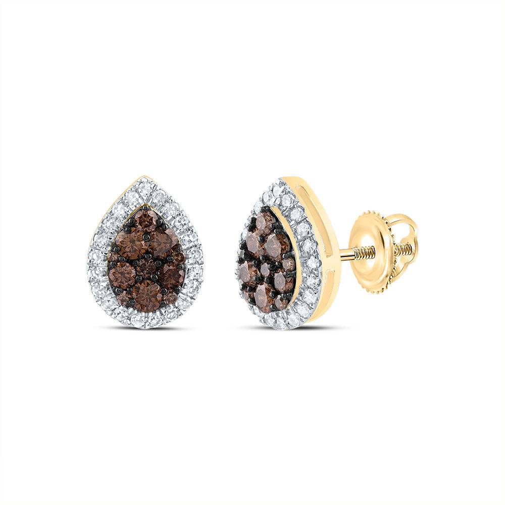 1/2CTW-DIA CN COGNAC NATURAL PEAR STUD EARRING