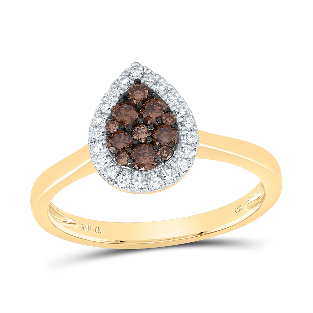 1/3CTW-DIA CN COGNAC NATURAL PEAR RING