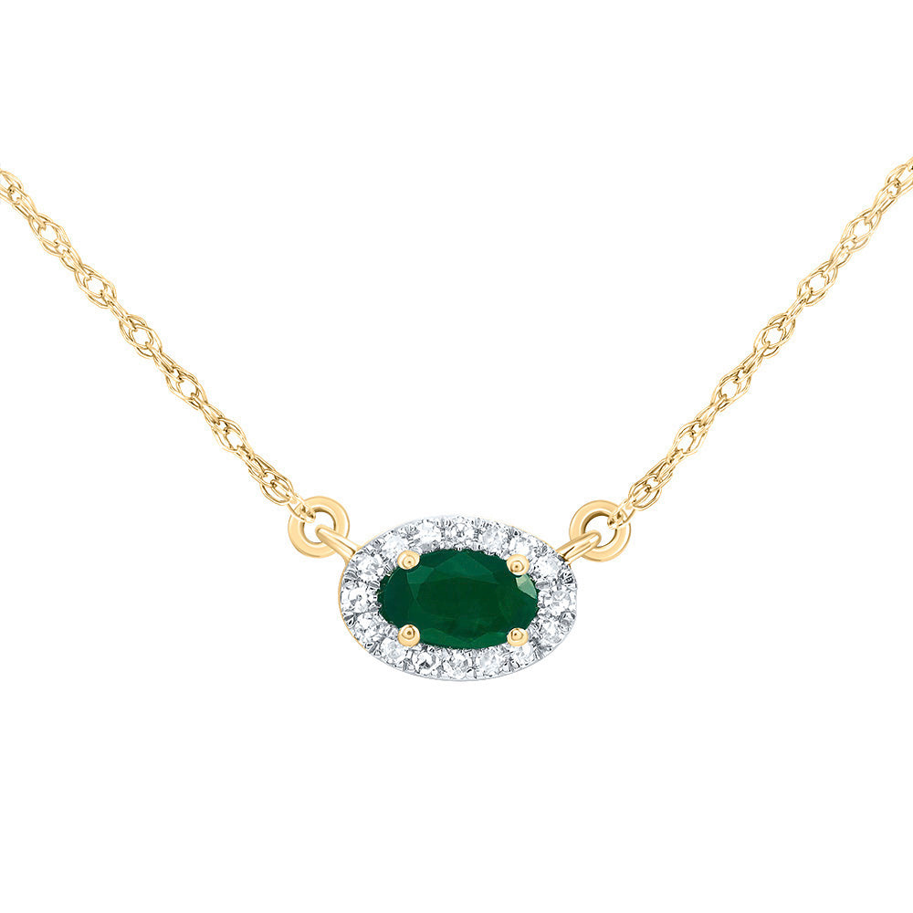 1/20CTW-DIA CN 5X3MM OV-EM NAT GEM OVAL NECKLACE (18 INCH)