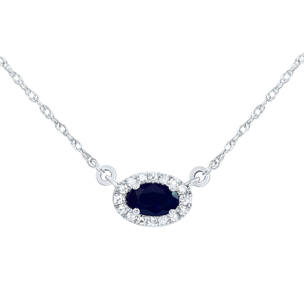 1/20CTW-DIA CN 5X3MM OV-BS NAT GEM OVAL NECKLACE (18 INCH)