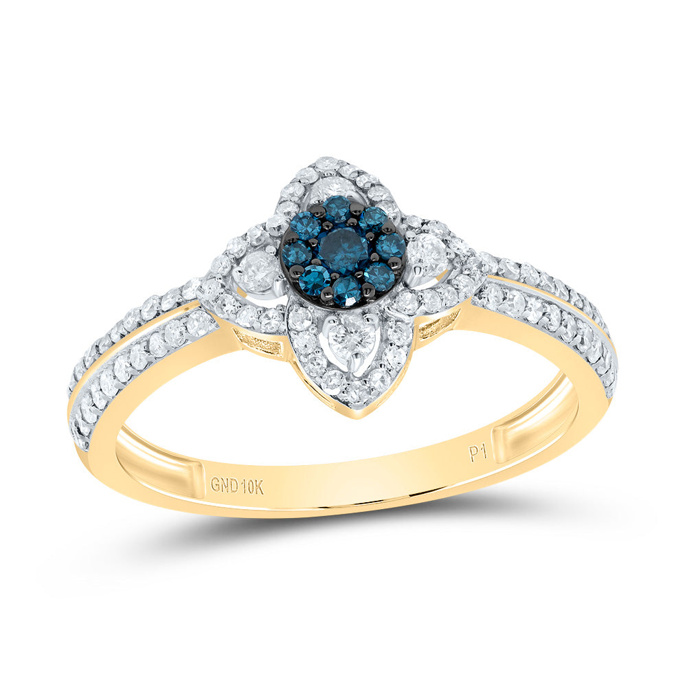 1/2CTW-DIA P1 GIFT BLUE DIAMOND FLOWER RING