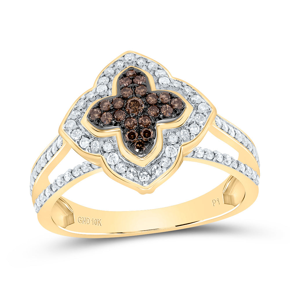 1/2CTW-DIA P1 GIFT COGNAC NATURAL CLOVER RING