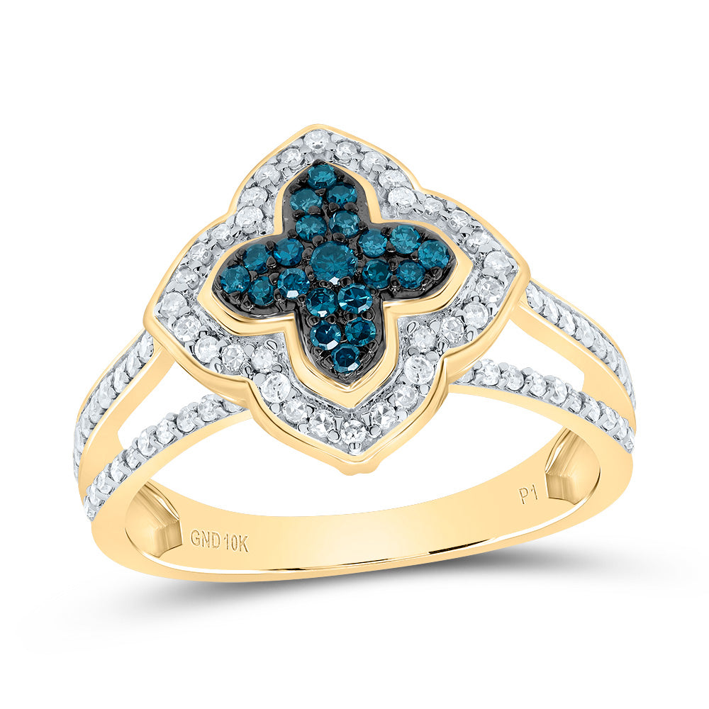 1/2CTW-DIA P1 GIFT BLUE DIAMOND CLOVER RING