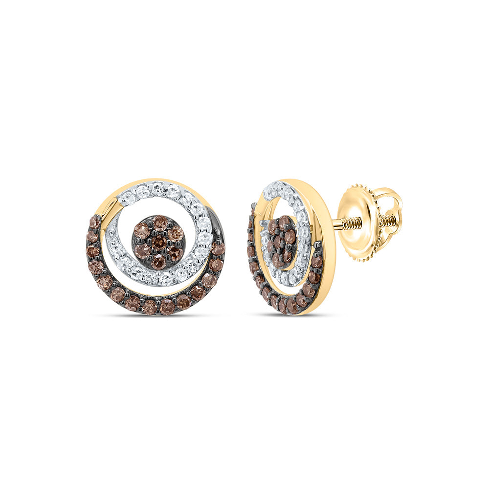 3/8CTW-DIA P1 GIFT COGNAC NATURAL ROUND STUD EARRING