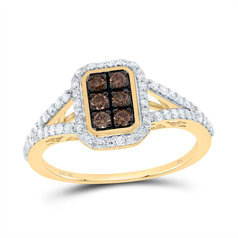 1/2CTW-DIA P1 GIFT COGNAC NATURAL EMERALD RING