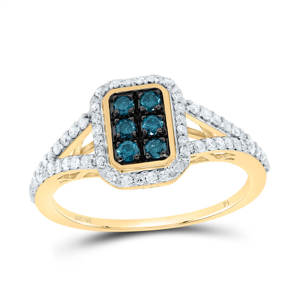 1/2CTW-DIA P1 GIFT BLUE DIAMOND EMERLAD RING