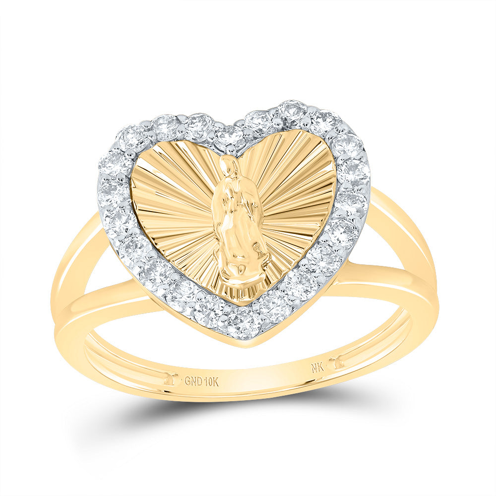1/2CTW-DIA NK VIRGIN MOTHER MARY HEART LADIES RING