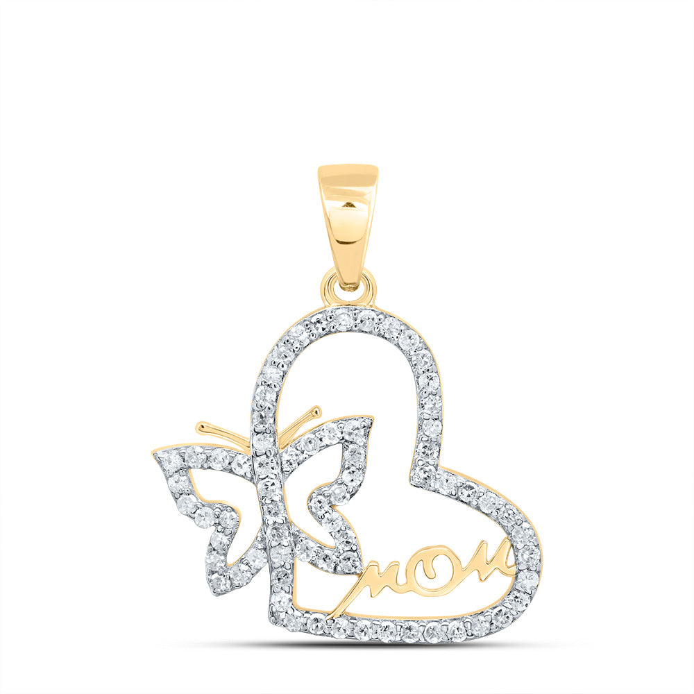 1/4CTW-DIA P1 GIFT MOM BUTTERFLY HEART PENDANT