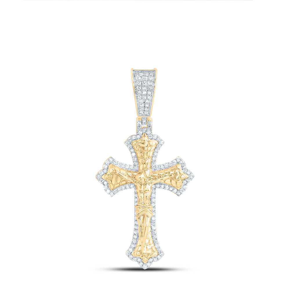 3/8CTW-DIA NK JESUS CROSS MENS CHARM