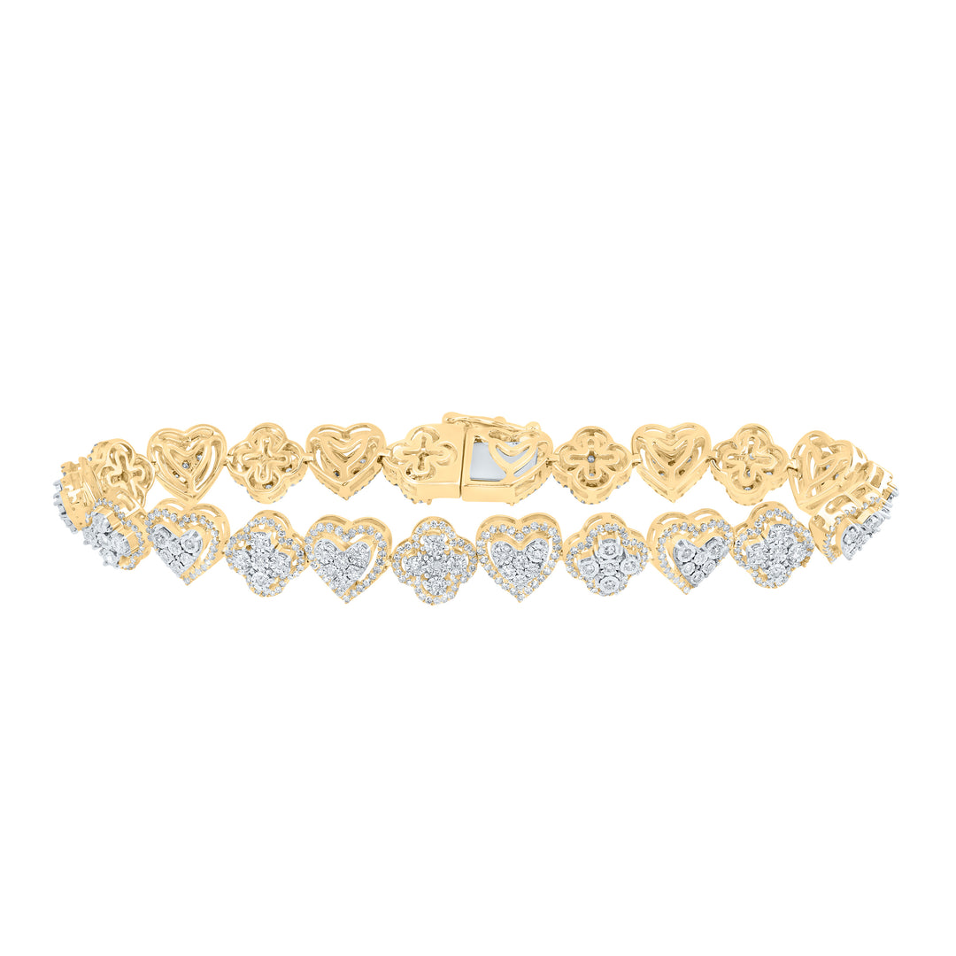 2CTW-DIA NK CLOVER HEART LADIES BRACELET (7 INCH)
