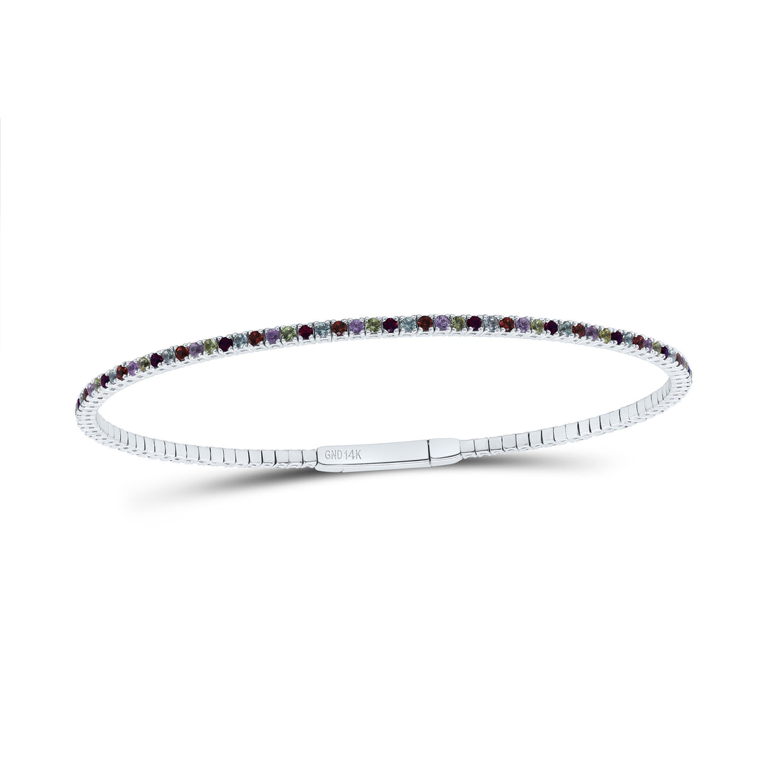 1 7/8CTW RD-NAT GEM MULTI CLR SAPPHIRE TENNIS BANGLE