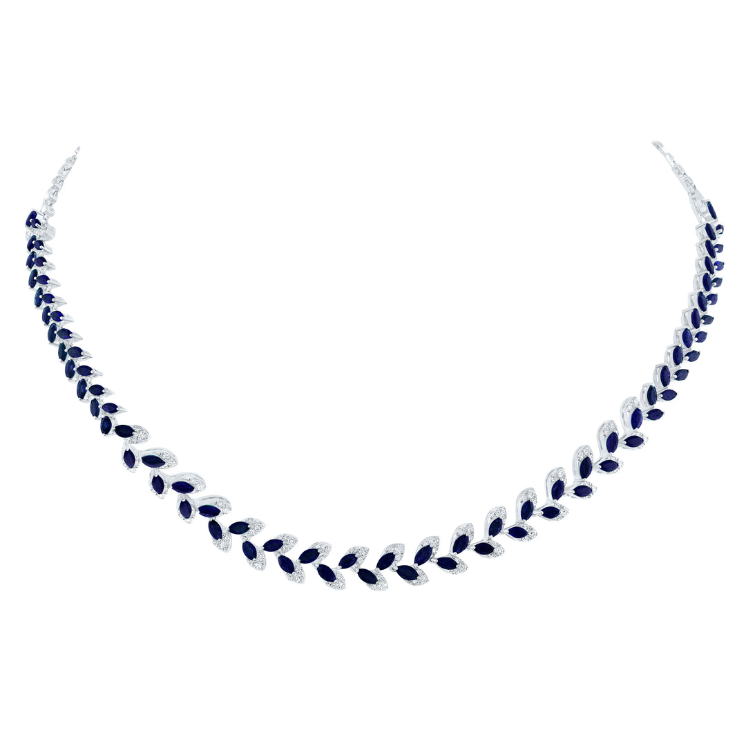 1 1/4CTW-DIA ANA M 7 5/8CTW-MQ-BS NAT GEM FASHION NECKLACE(16 INCH)