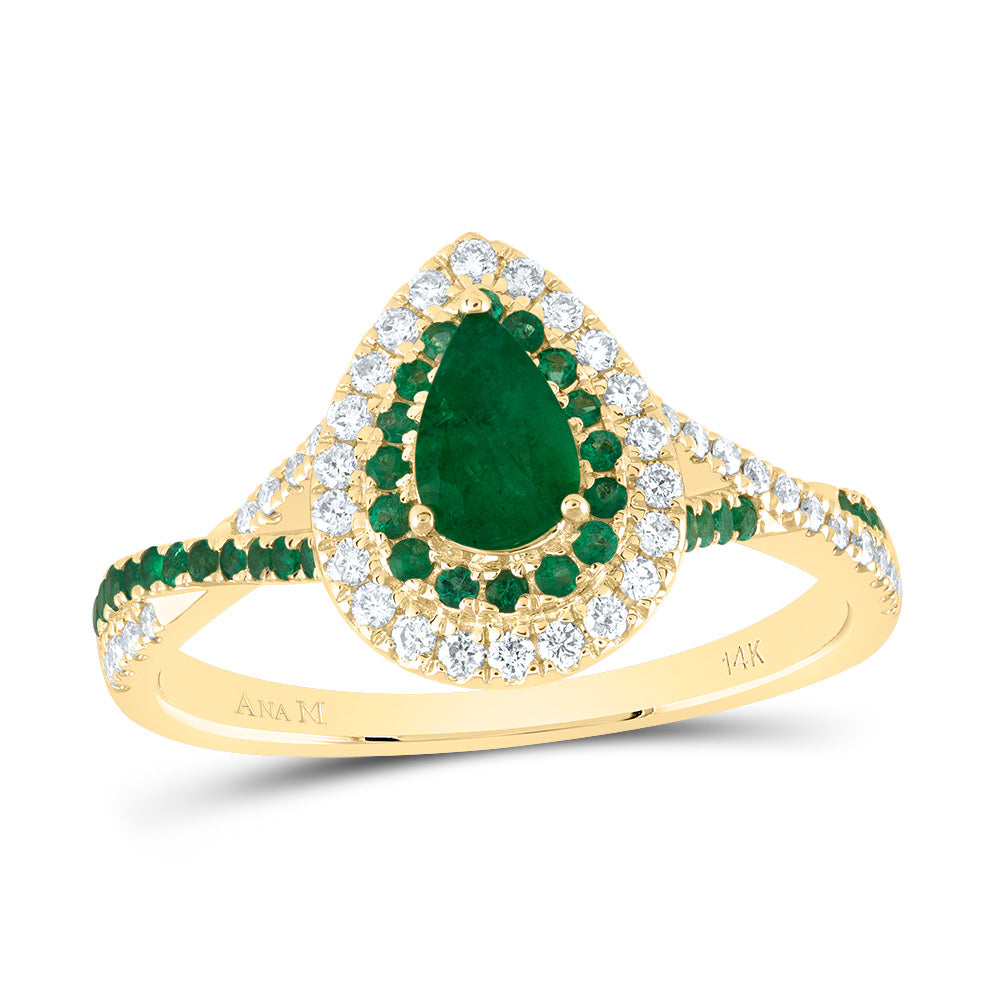 1/5CTW-DIA ANA M 1/5CTW-RD-EM 6X4MM PS-EM NAT GEM DOUBLE HALO BRIDAL RING