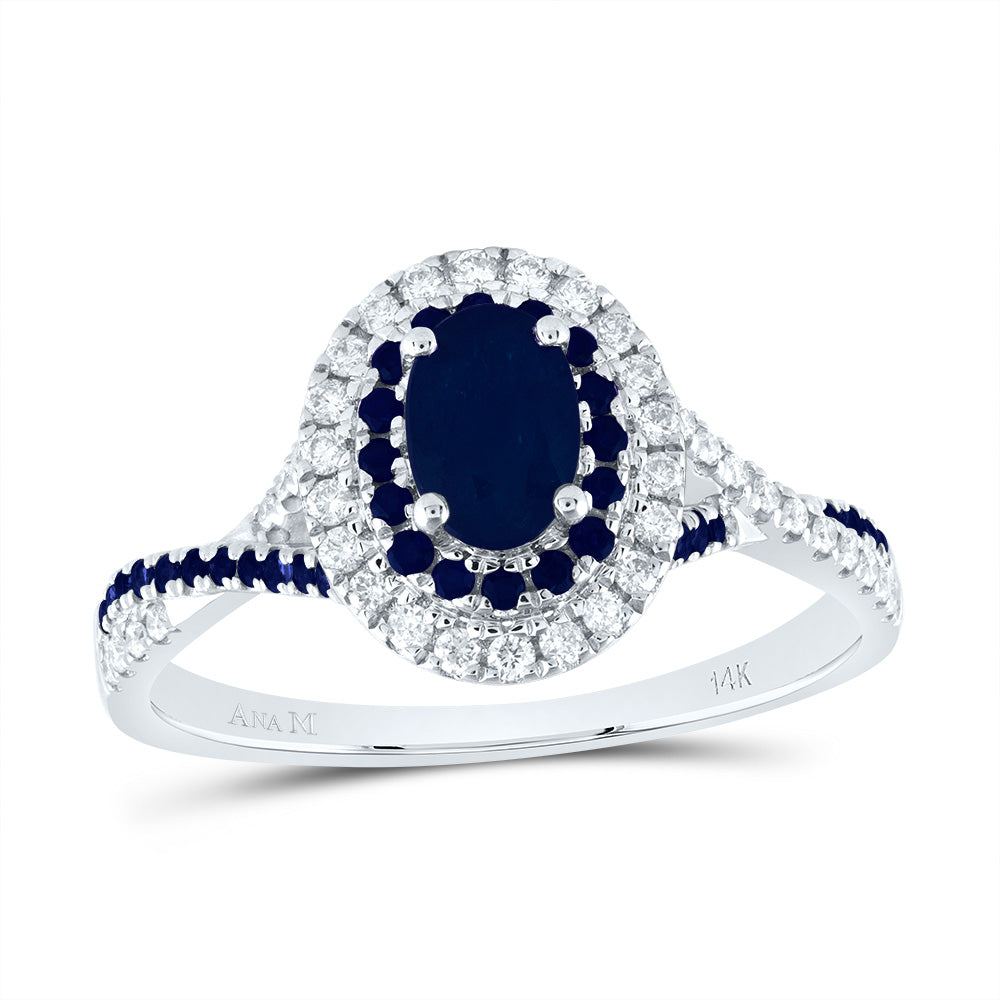 1/5CTW-DIA ANA M 1/5CTW-RD-BS 6X4MM OV-BS NAT GEM DOUBLE HALO BRIDAL RING